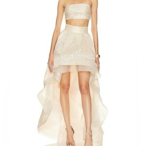Bronx and Banco Tiara Cream Strapless High-Low Dress Two Piece